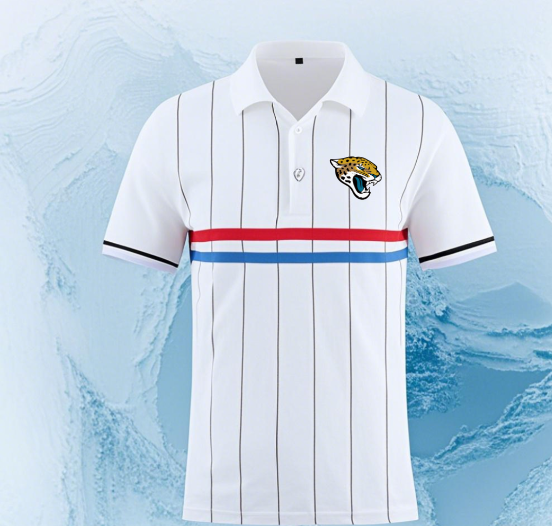 Jacksonville Jaguars white #43 Men 2025 NFL polo T shirt->nfl t-shirts->Sports Accessory